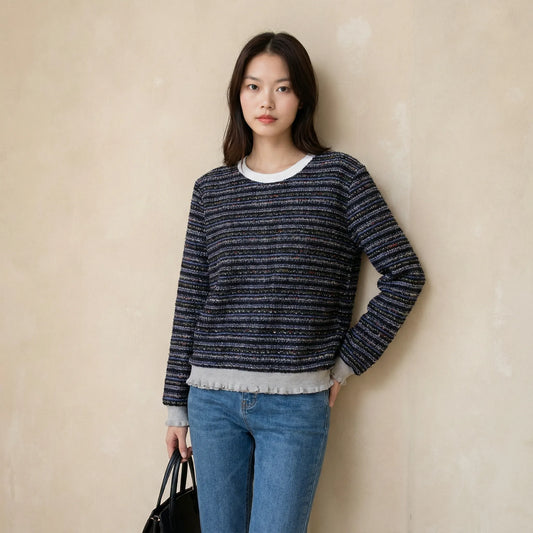 柔軟色彩混織質料上衣