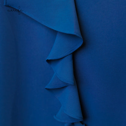 釘珠荷葉邊V領雪紡上衣