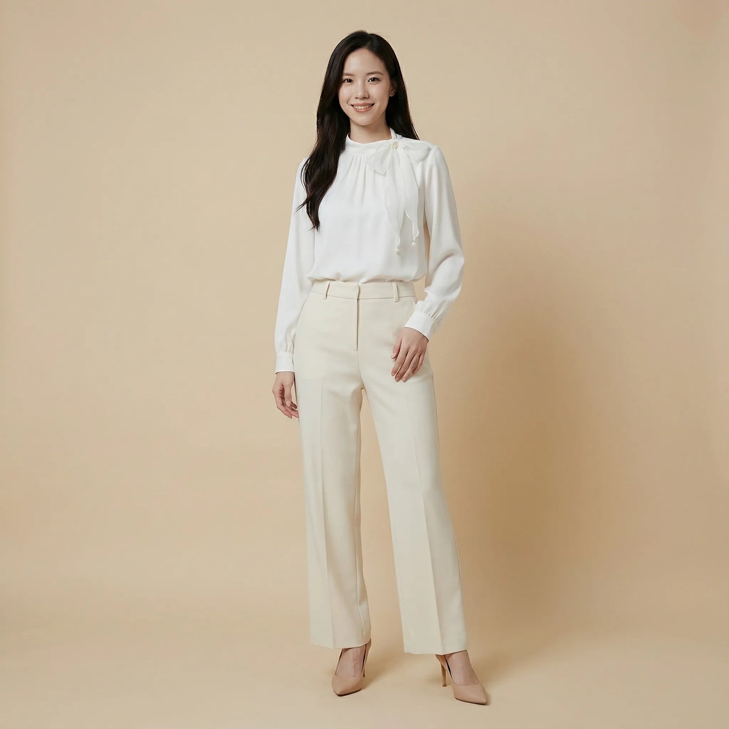 蝴蝶結絲滑綢緞上衣