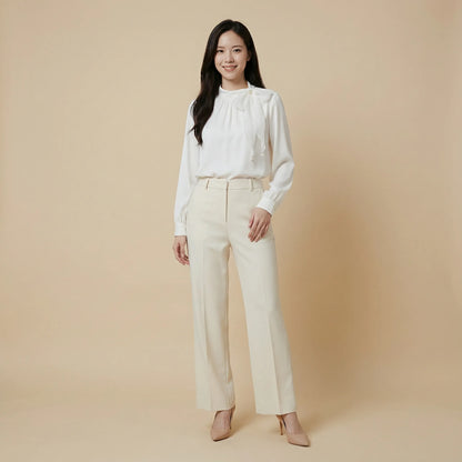 蝴蝶結絲滑綢緞上衣