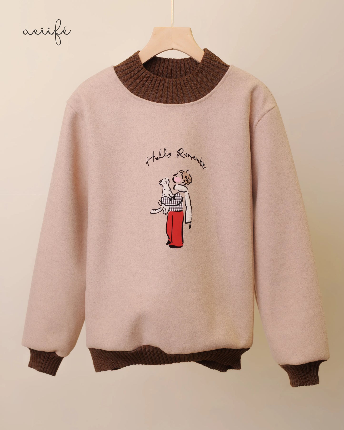 粗針織羅紋熨布圖案絨質上衣