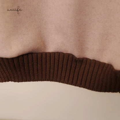 粗針織羅紋熨布圖案絨質上衣