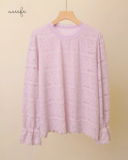 精緻絨毛質感蕾絲上衣