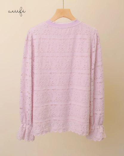 精緻絨毛質感蕾絲上衣