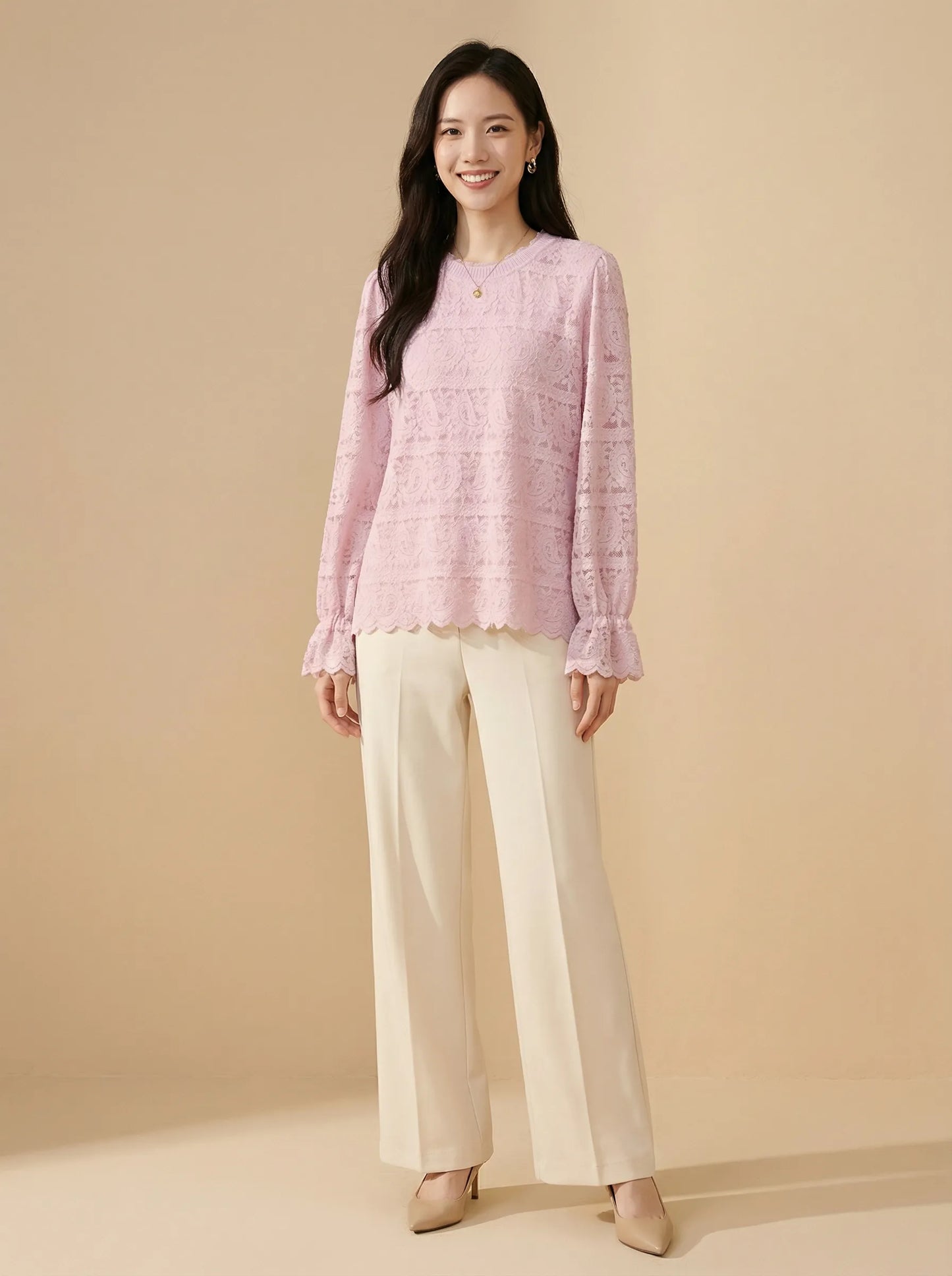 精緻絨毛質感蕾絲上衣