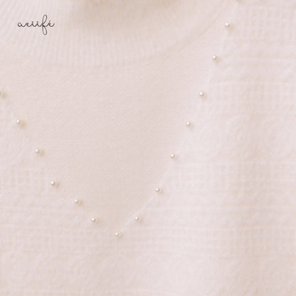 質感編織紋理仿貂絨針織上衣