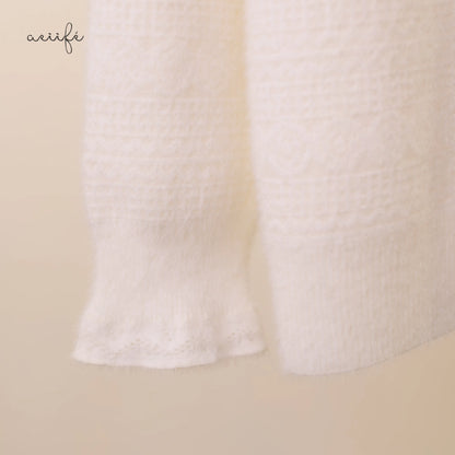 質感編織紋理仿貂絨針織上衣