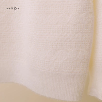 質感編織紋理仿貂絨針織上衣