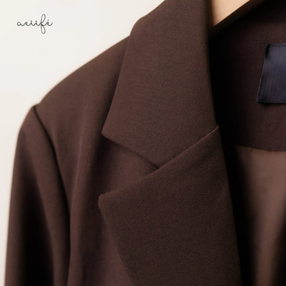 經典混紡可摺袖西裝外套