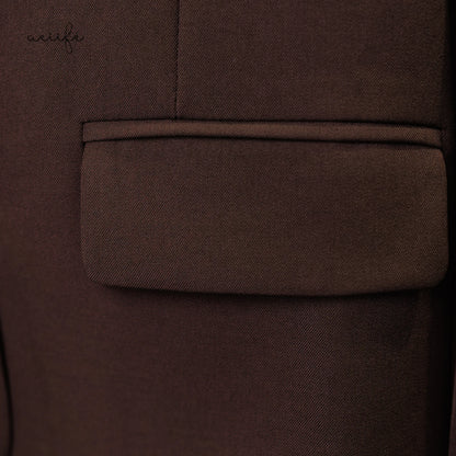 經典混紡可摺袖西裝外套