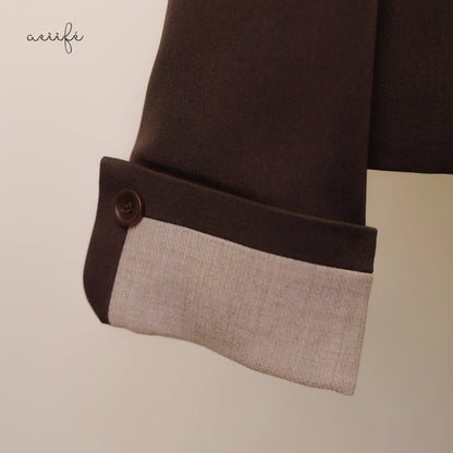 經典混紡可摺袖西裝外套