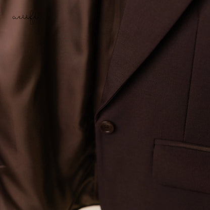 經典混紡可摺袖西裝外套