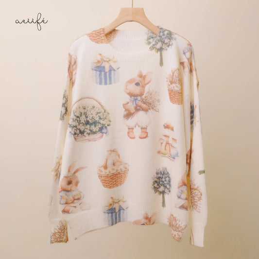 復古圖案針織上衣