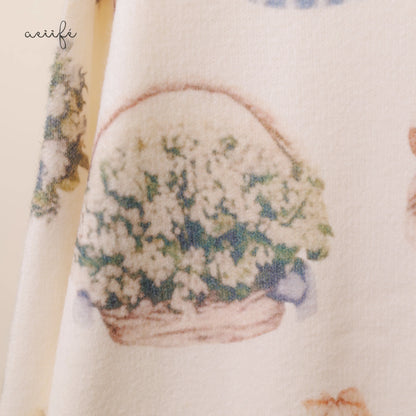 質感復古繪本圖案細滑針織上衣