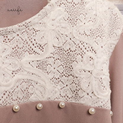 立體捲花蕾絲釘珠厚雪紡上衣