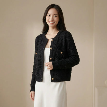 質感金屬鈕扣針織外套