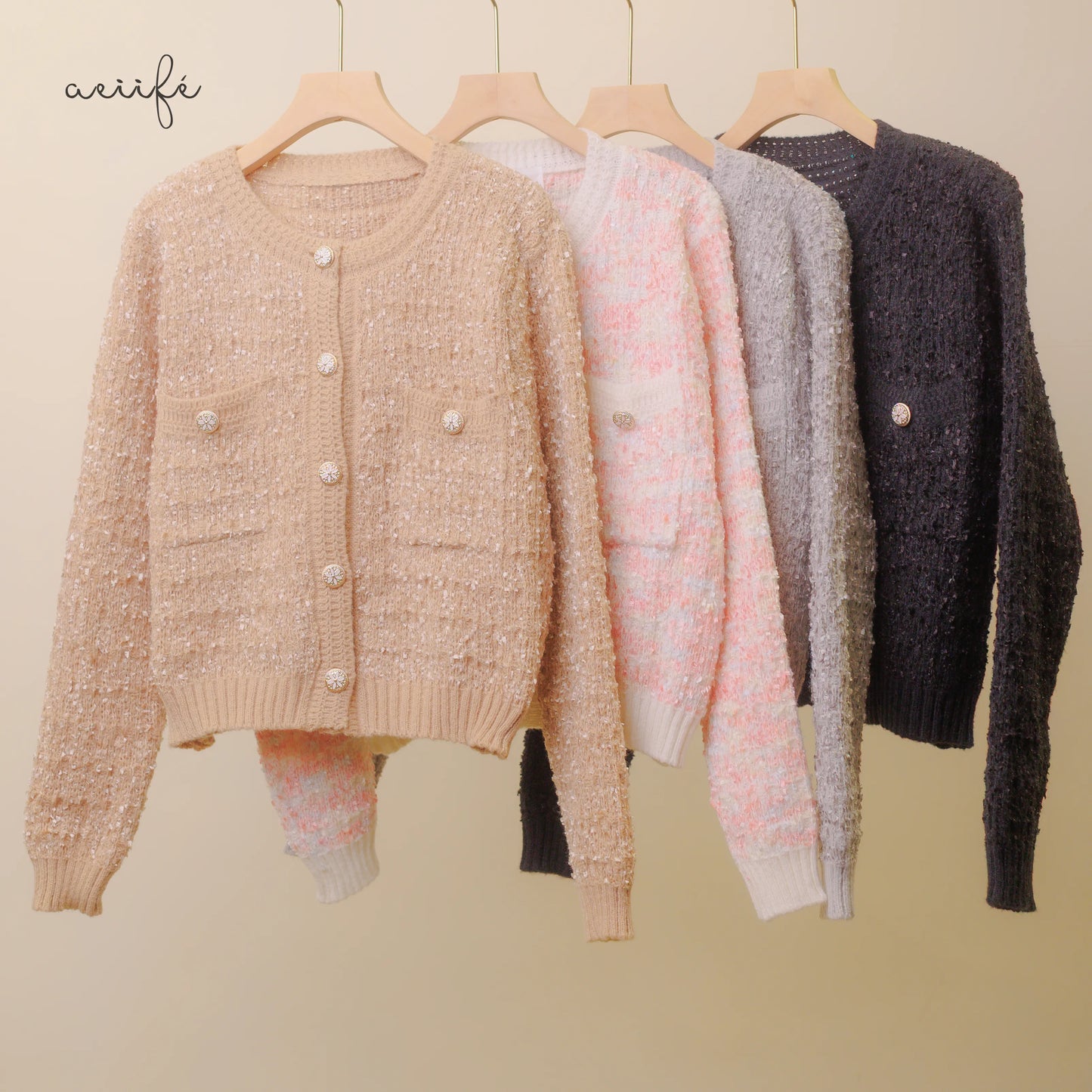 質感金屬鈕扣針織外套