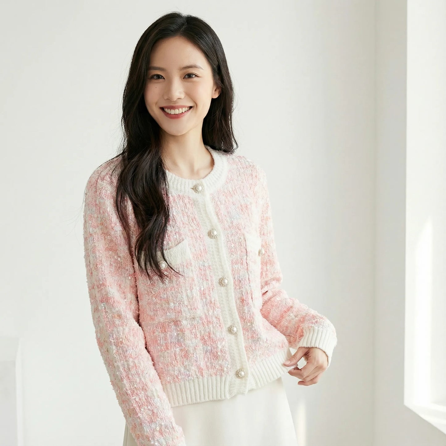 質感金屬鈕扣針織外套