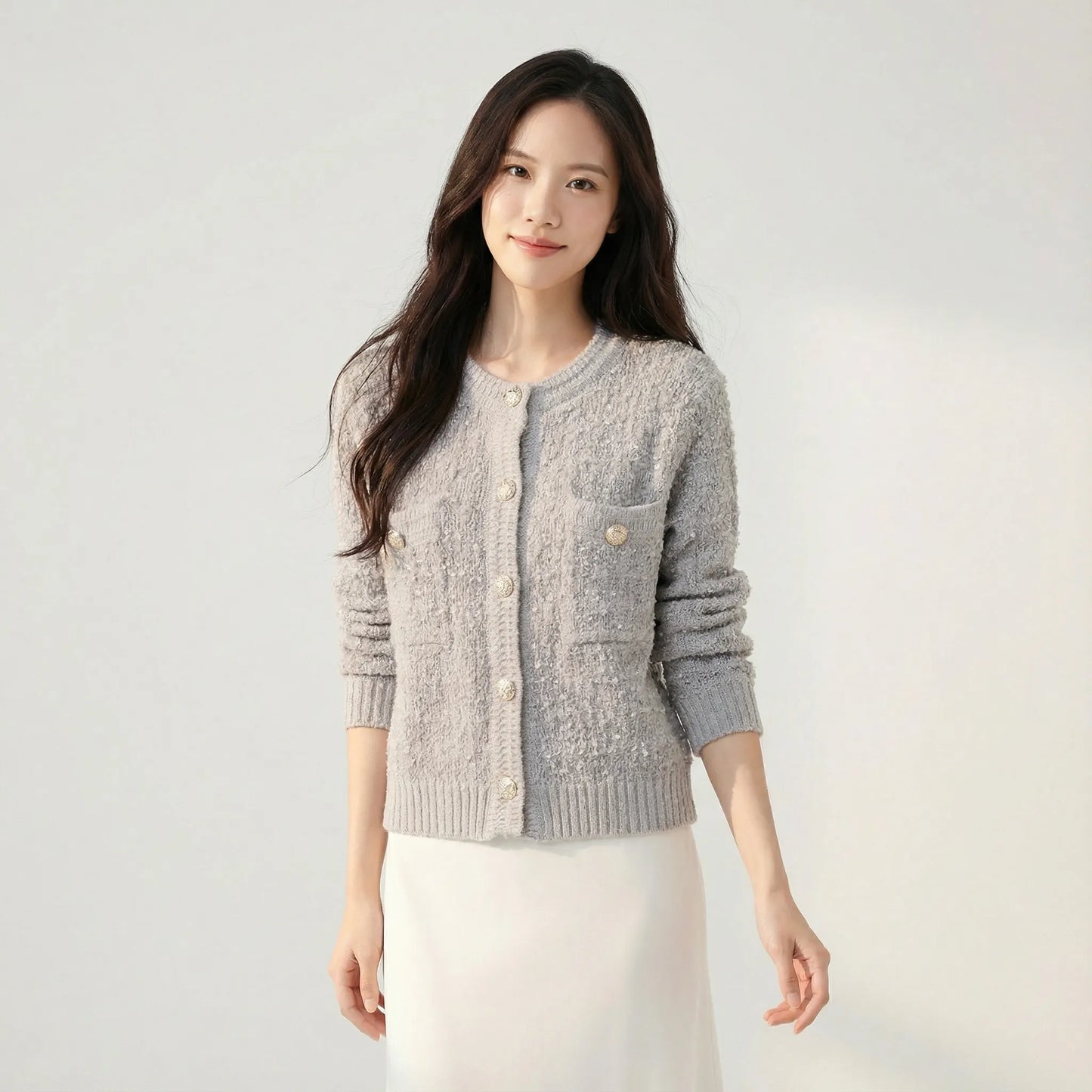 質感金屬鈕扣針織外套