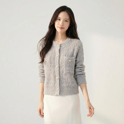 質感金屬鈕扣針織外套