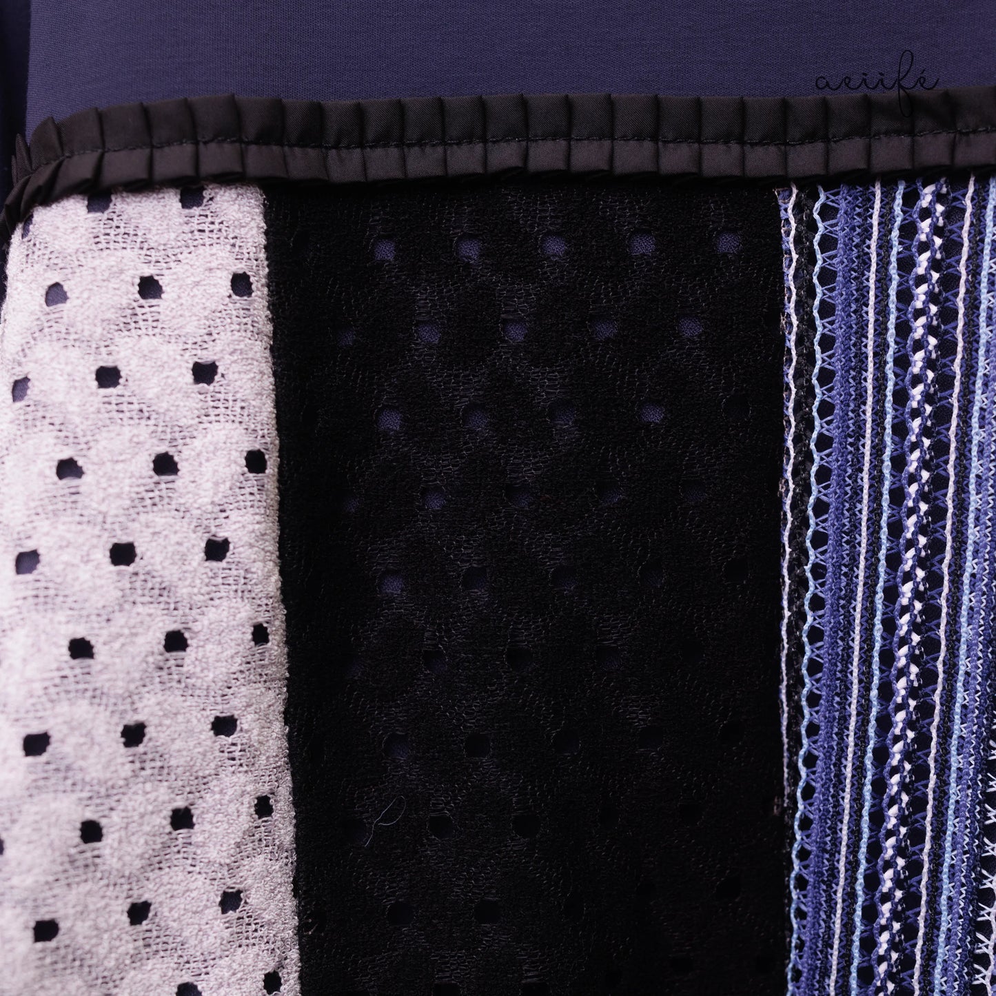 多重編織紋理質料拼接棉質上衣