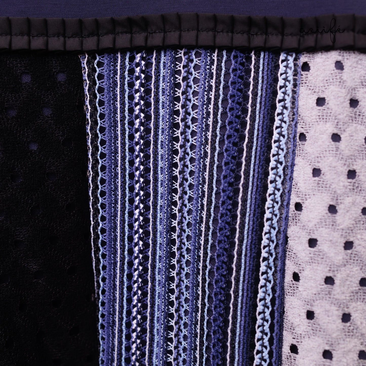 多重編織紋理質料拼接棉質上衣