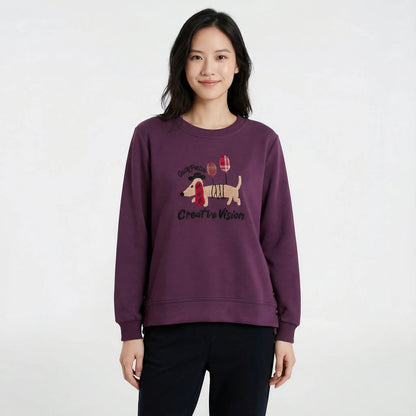 搖粒植絨小狗圖案細滑空氣棉上衣