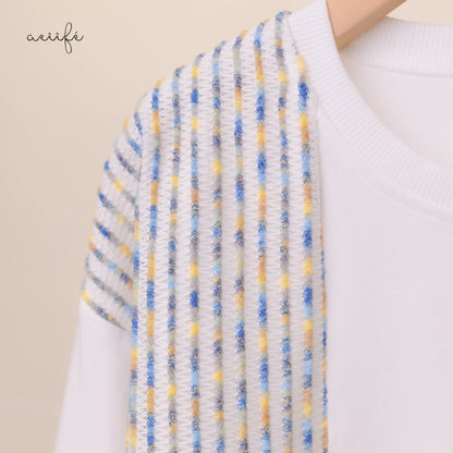 精緻編織質料拼接牛仔棉質上衣