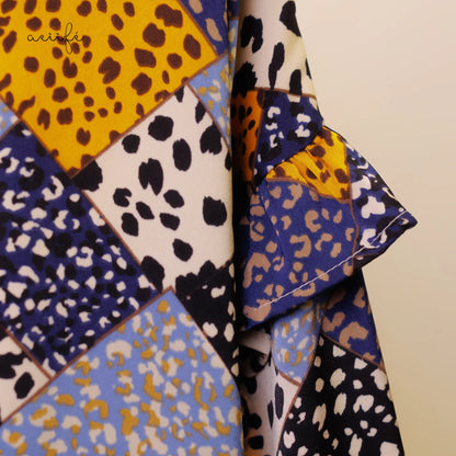 菱格印花雪紡上衣