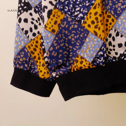 菱格印花雪紡上衣