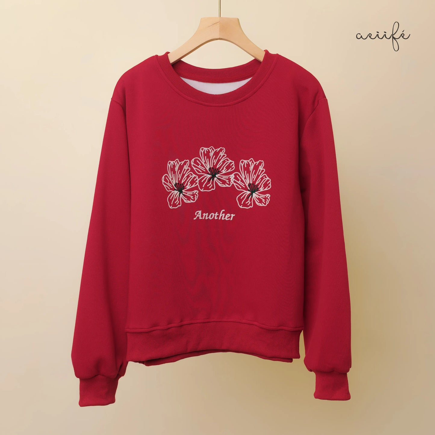 植絨花朵圖案棉質衛衣