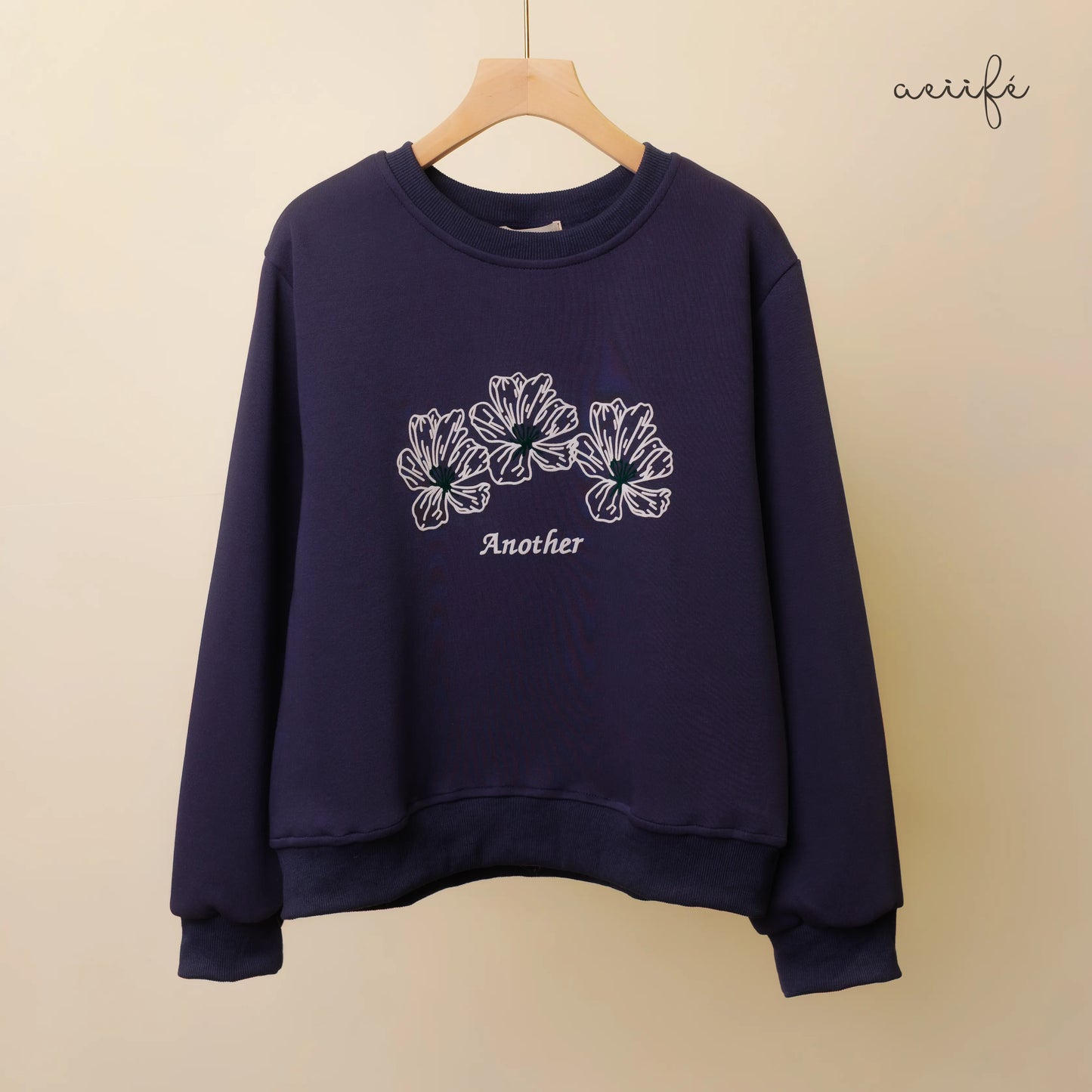 植絨花朵圖案棉質衛衣