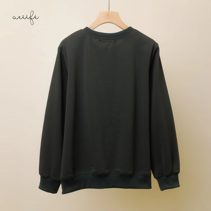 哈哈笑植絨花釘珠文字棉質上衣