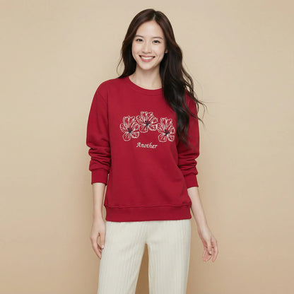 植絨花朵圖案棉質衛衣