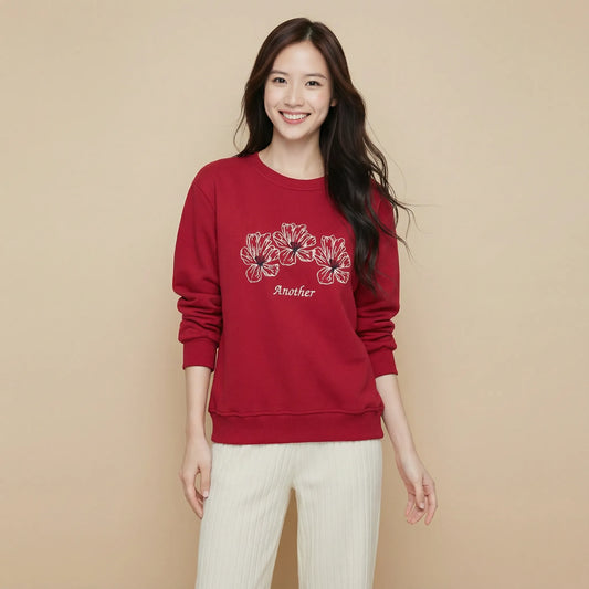 植絨花朵圖案棉質衛衣