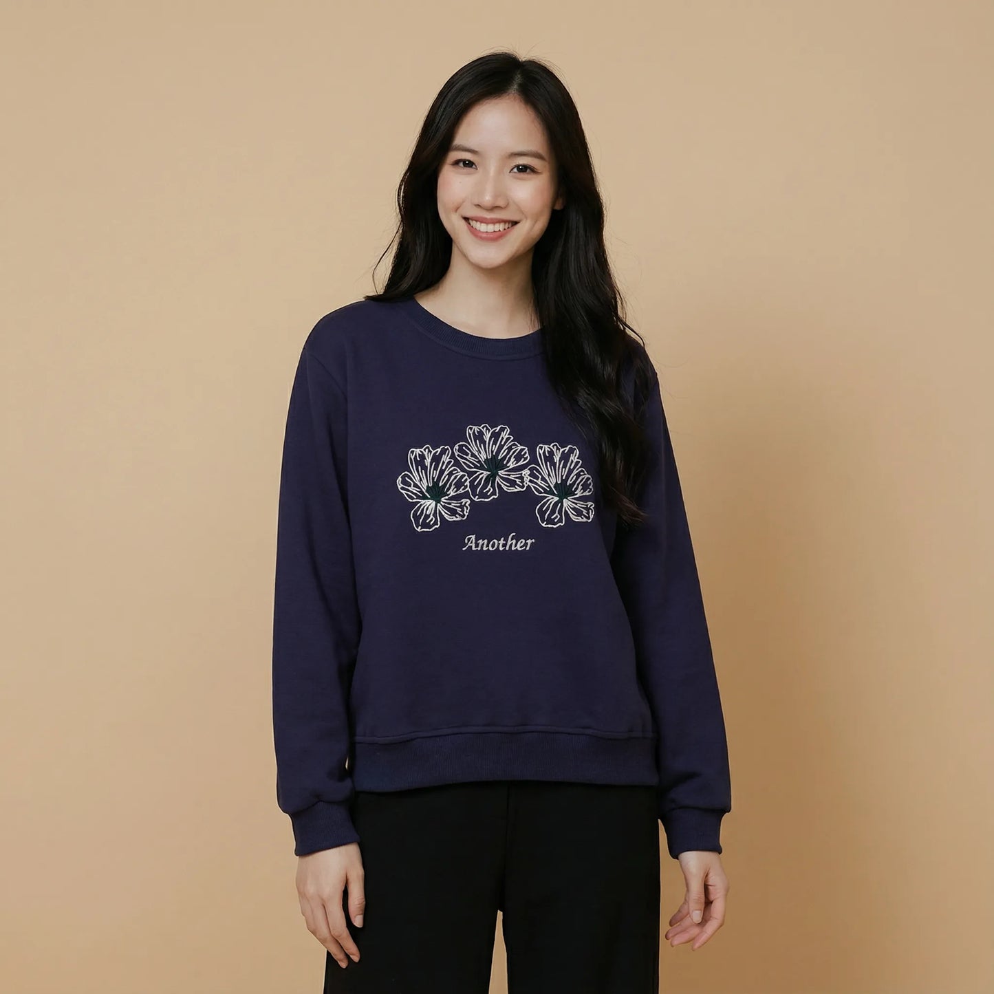 植絨花朵圖案棉質衛衣