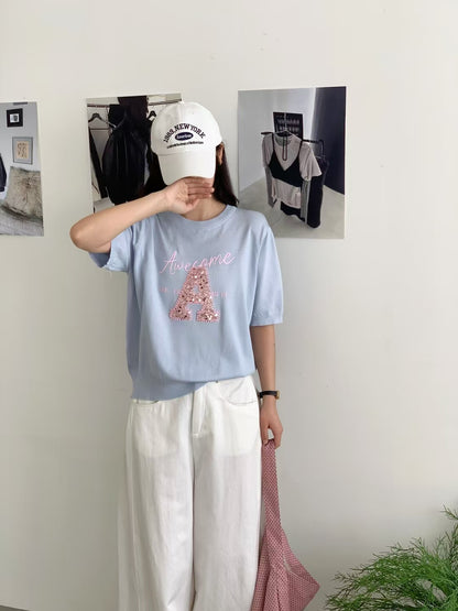 閃爍的輕盈 | A字閃爍珠片冰絲線織上衣
