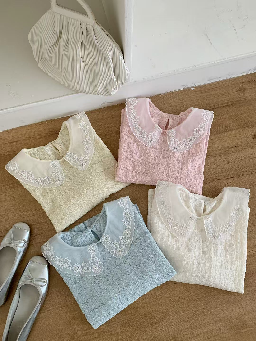 邂逅的氣息 | 立體刺繡領質感紋理上衣